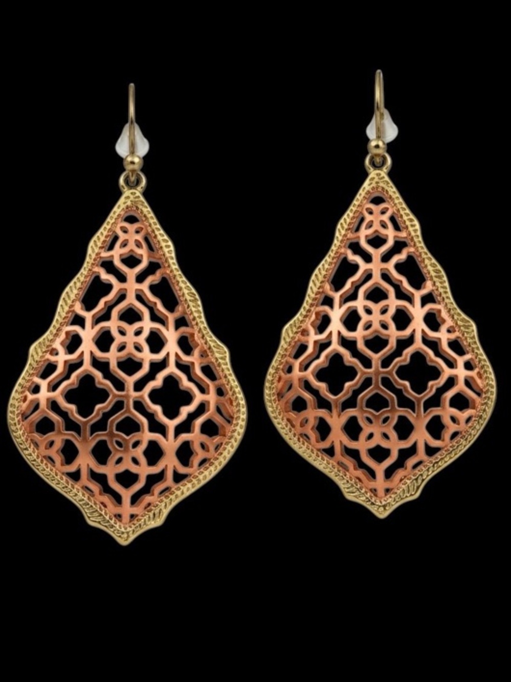 Kendra Scott 'Addie' drop earrings in yellow gold and  rose gold filigree